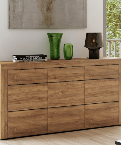 Mars Camar Large Oak Effect 3 Drawer Sideboard