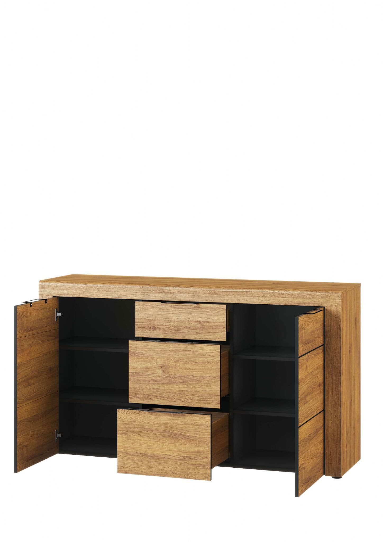 Mars Camar Large Oak Effect 3 Drawer Sideboard - Image 2