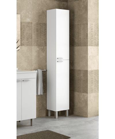 Milano Tall Narrow Bathroom Cupboard White Gloss