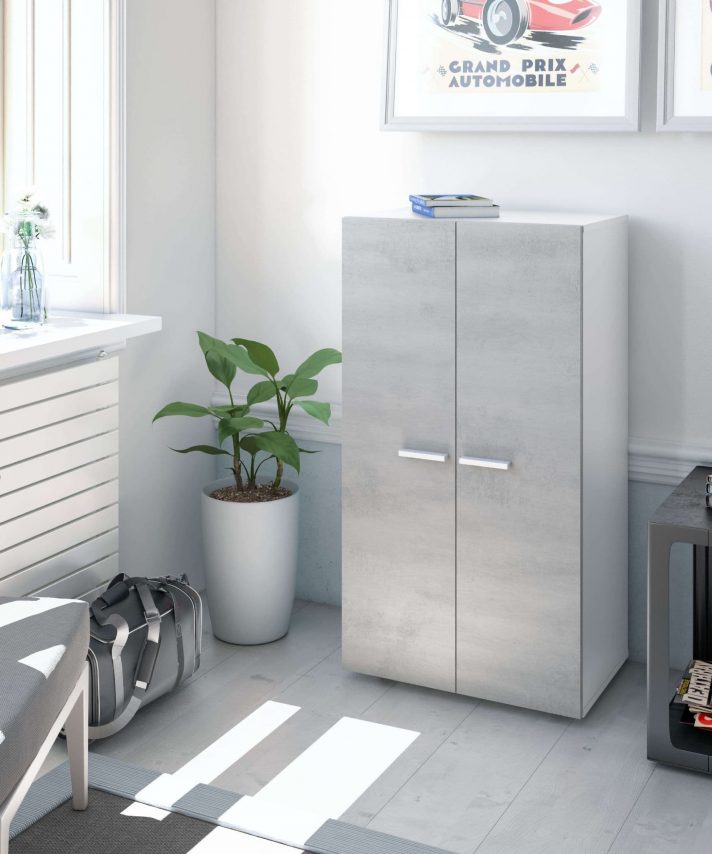 Mars Zuldy Grey and White Shoe Cupboard