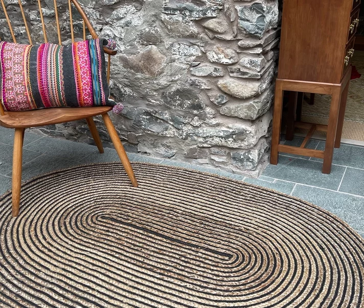 Chakkar Dark Oval Jute Rug