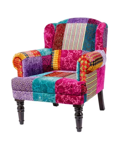 Multi Patchwork Velvet Armchair