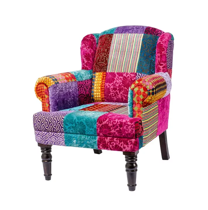 Multi Patchwork Velvet Armchair