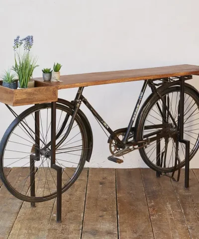 Vintage Bike Table Wooden Top