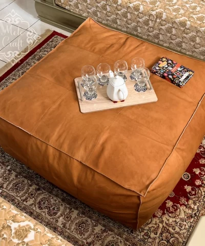 Handmade Cowhide Leather Ottomantable